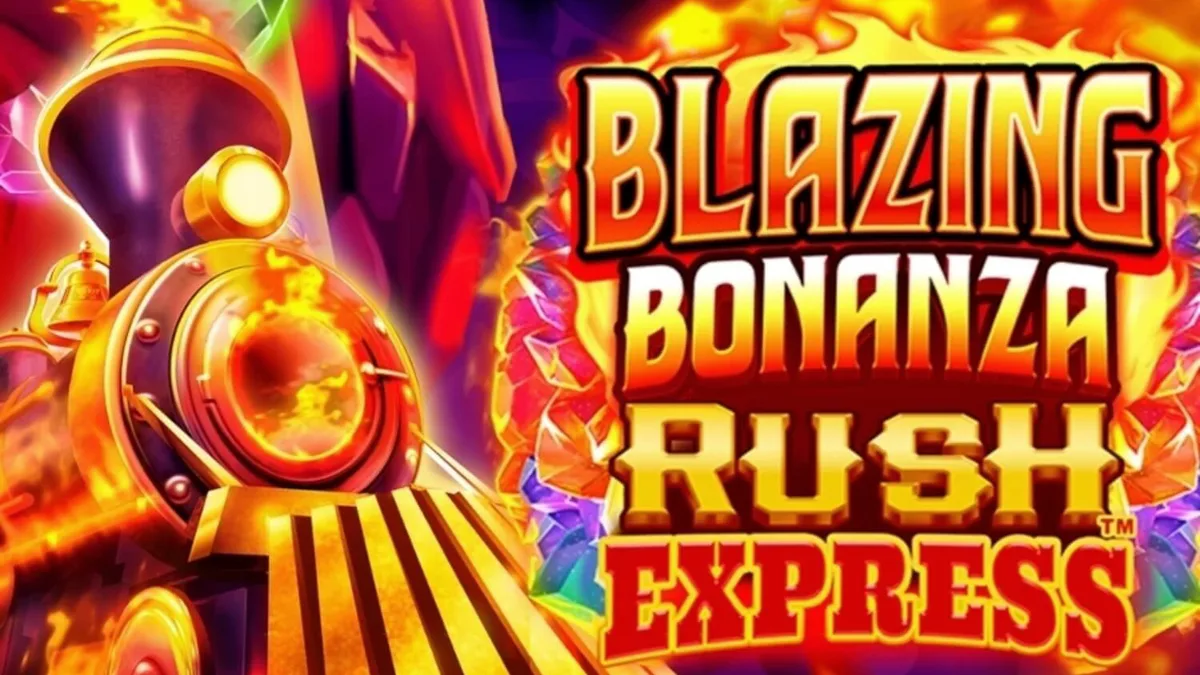 Tampilan visual slot Blazing Bonanza Rush Express dengan tema tambang emas